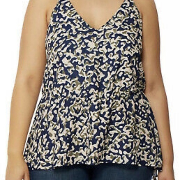 Rebel Wilson Womens High/low Tank Top Navy Camo - Picture 2 of 9